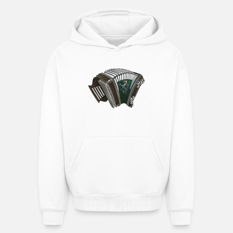 Harmonica styrienne - Styrie | ZiachON ! - Sweat à capuche unisexe oversize épais SPREAD - blanc