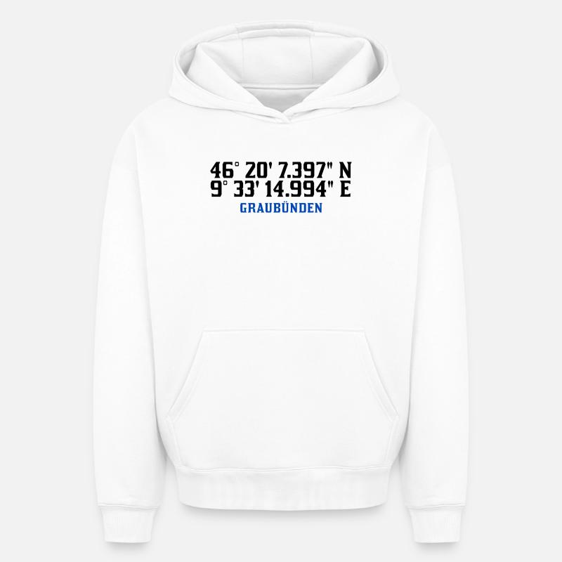 Grisons - Sweat à capuche unisexe oversize épais SPREAD - blanc