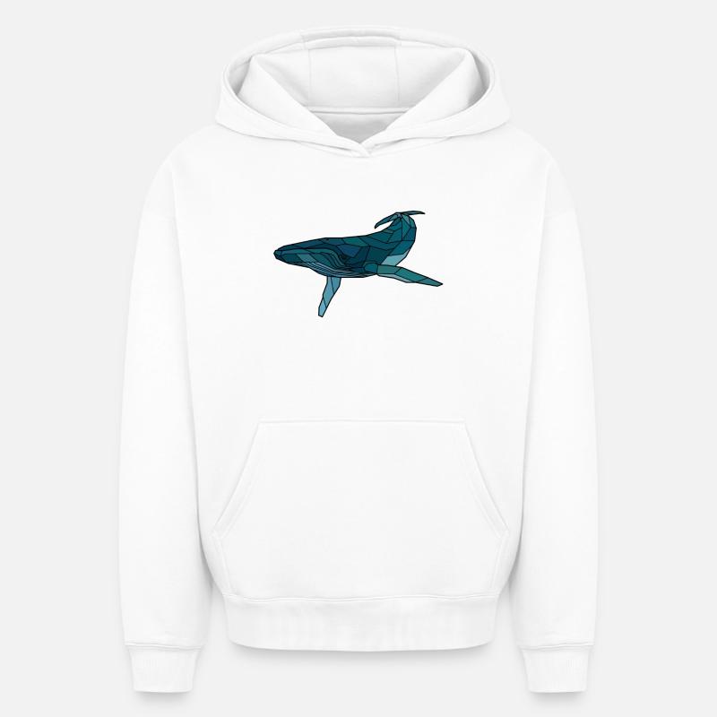 Baleine à bosse blanche - Sweat à capuche unisexe oversize épais SPREAD - blanc