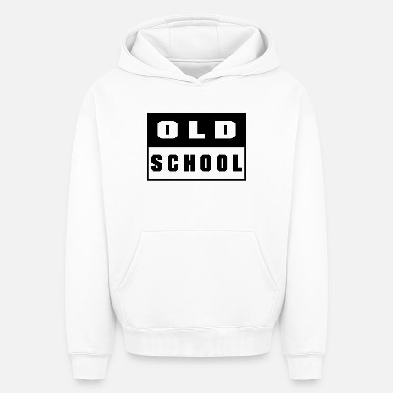 Old School - Sweat à capuche unisexe oversize épais SPREAD - blanc