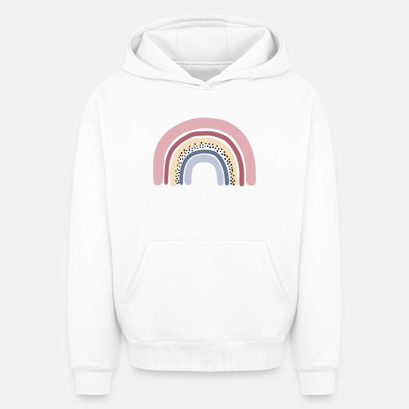 Pastel arc-en-ciel - Sweat à capuche unisexe oversize épais SPREAD - blanc