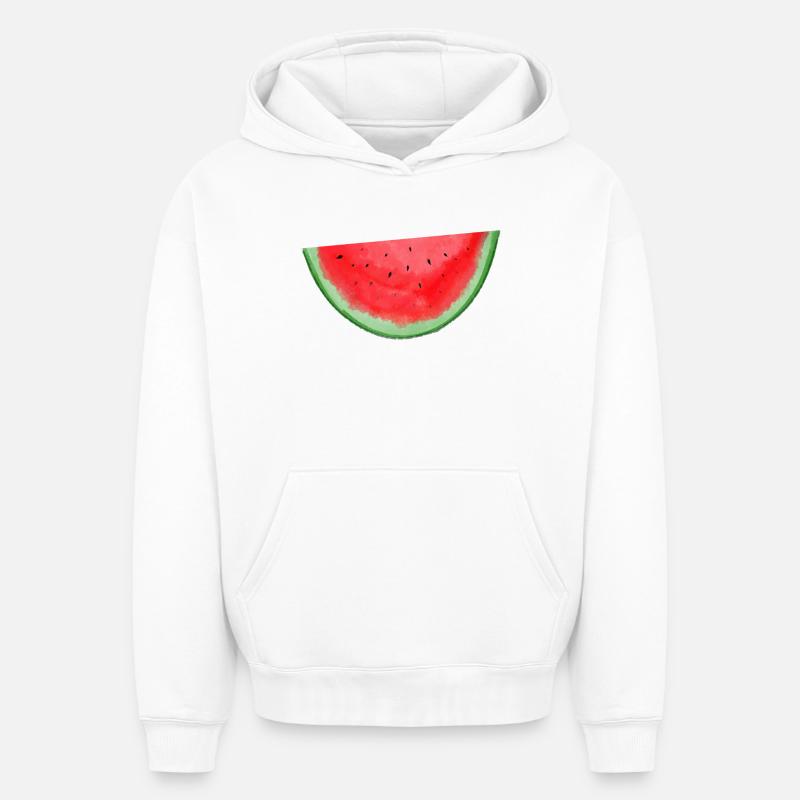 Aquarelle pastèque - Sweat à capuche unisexe oversize épais SPREAD - blanc