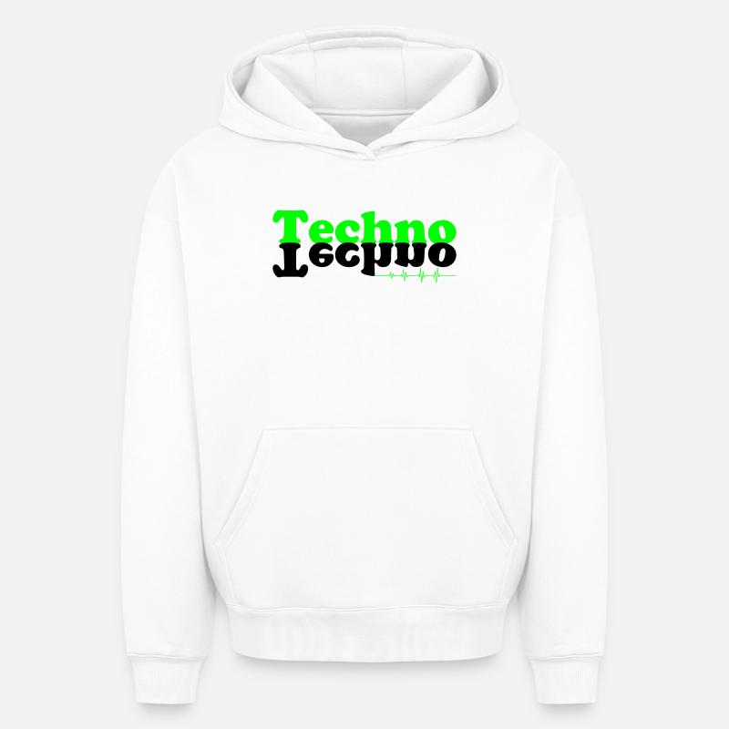 Techno kontiki - Sweat à capuche unisexe oversize épais SPREAD - blanc