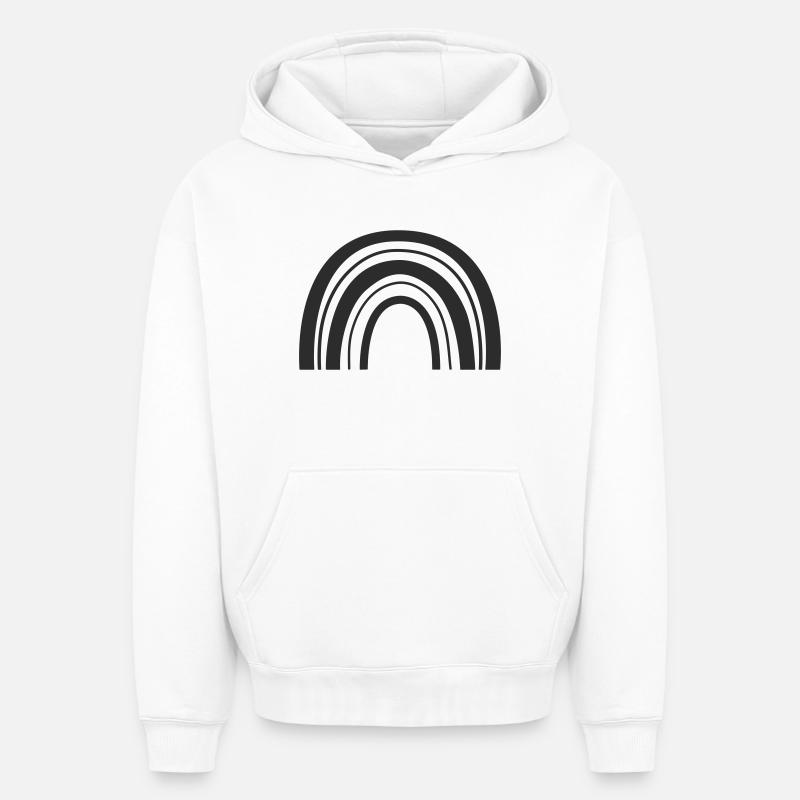 Arc-en-ciel - Sweat à capuche unisexe oversize épais SPREAD - blanc