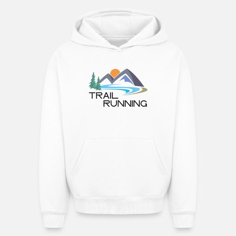 Trail Running - Sweat à capuche unisexe oversize épais SPREAD - blanc