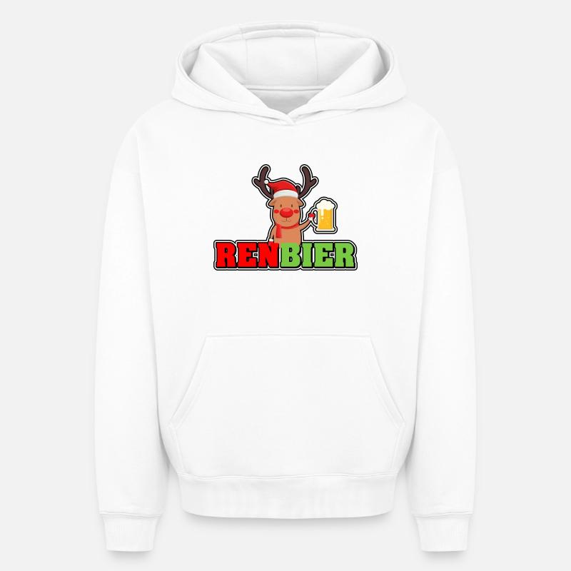 RenBier - Sweat à capuche unisexe oversize épais SPREAD - blanc