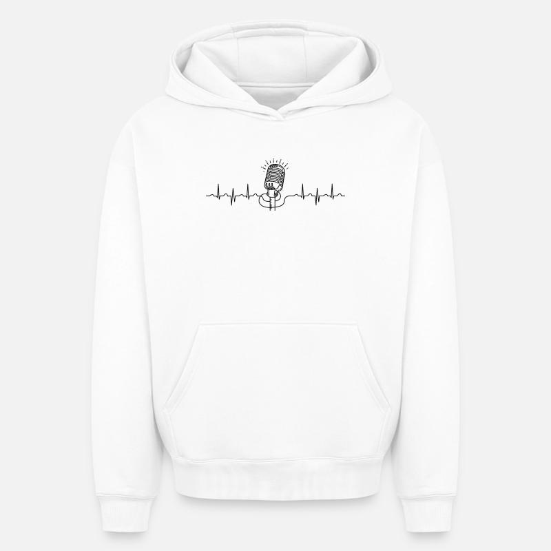 microphone à ligne d’onde - Sweat à capuche unisexe oversize épais SPREAD - blanc