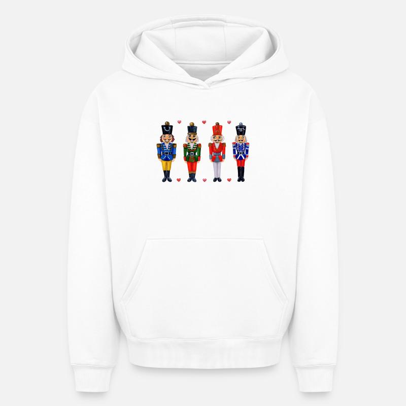 QUATRE CASSE-NOISETTES DRÔLES - Sweat à capuche unisexe oversize épais SPREAD - blanc