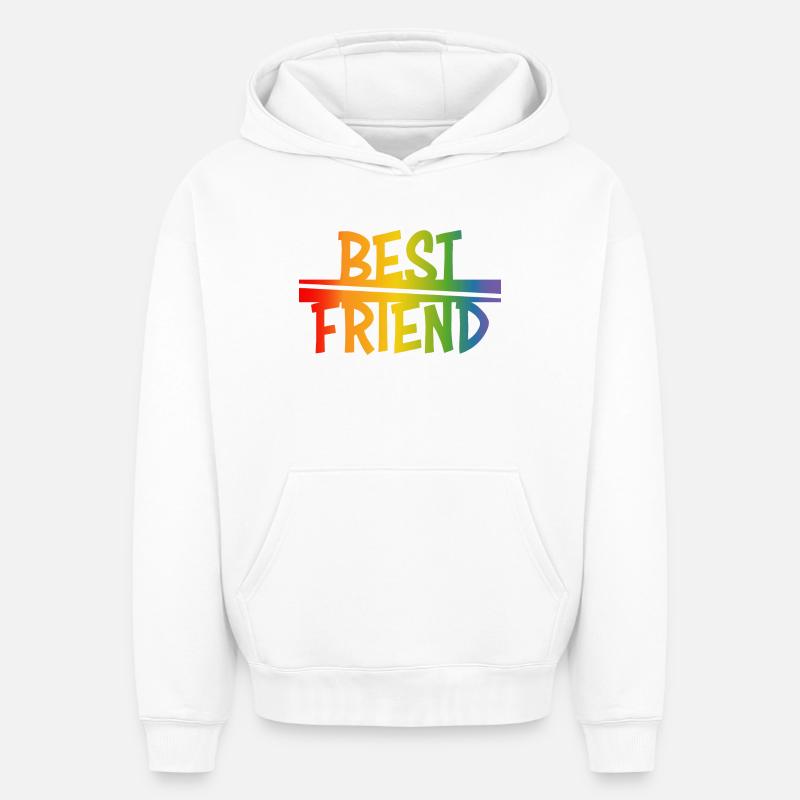 Meilleur ami arc-en-ciel - Sweat à capuche unisexe oversize épais SPREAD - blanc