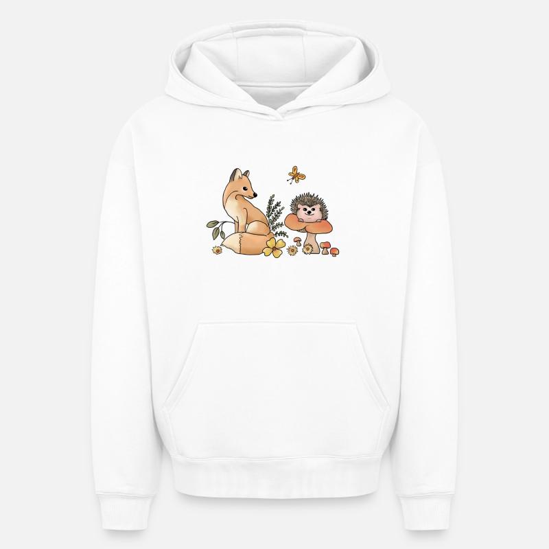 Fuchs und Igel - Oversized Heavyweight Unisex Hoodie - Weiß