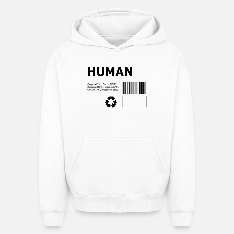 Humain - Sweat à capuche unisexe oversize épais SPREAD - blanc