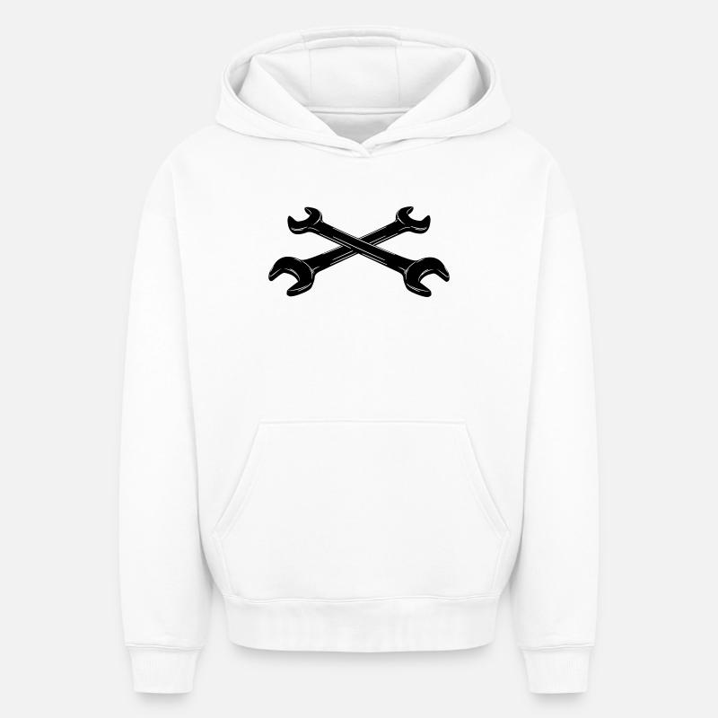 Clés - Sweat à capuche unisexe oversize épais SPREAD - blanc