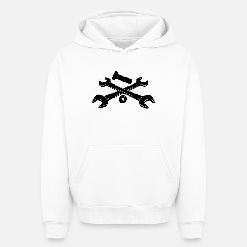 Clés boulon et écrou - Sweat à capuche unisexe oversize épais SPREAD - blanc