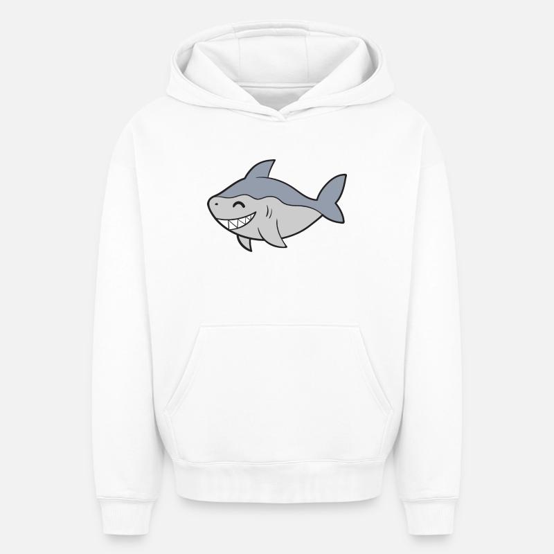 Requin Requin - Sweat à capuche unisexe oversize épais SPREAD - blanc