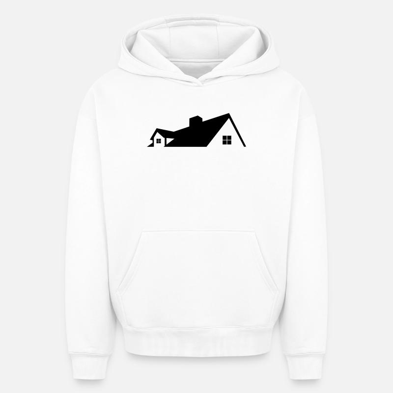 Logo maison logo simple - Sweat à capuche unisexe oversize épais SPREAD - blanc