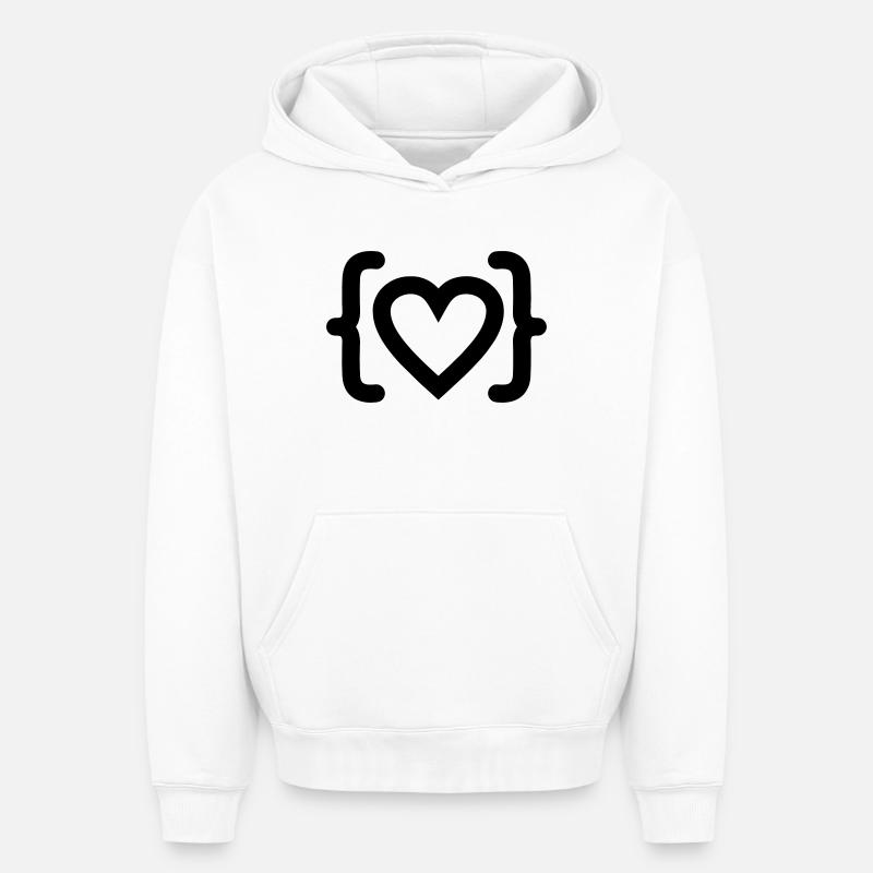 Heart of programmer code logo - Oversized Heavyweight Unisex Hoodie - white