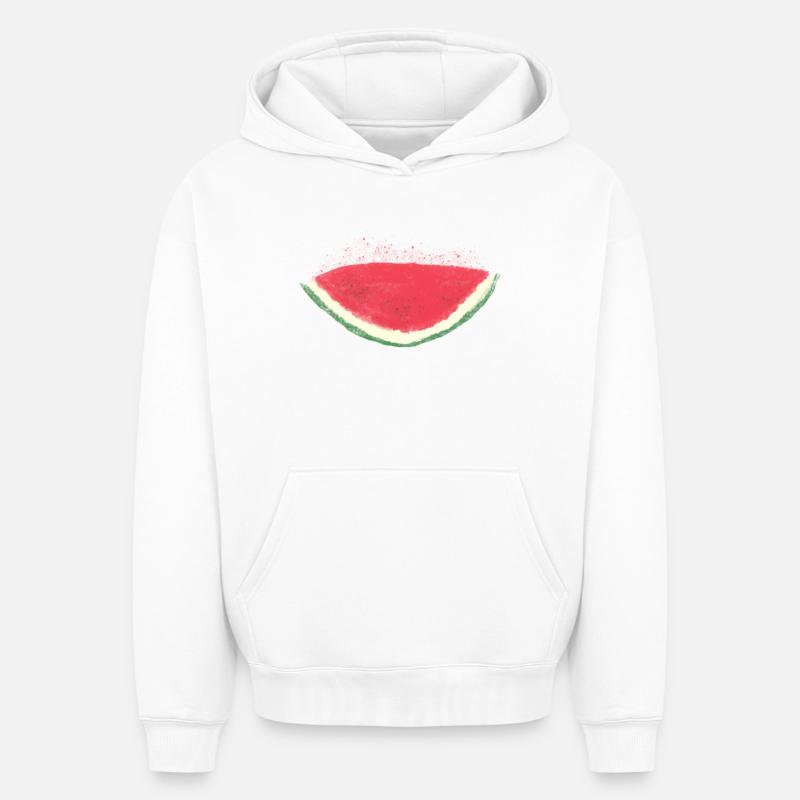 Melon, pastèque, aquarelle - Sweat à capuche unisexe oversize épais SPREAD - blanc