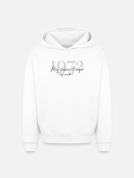 Millésime Année 1972 Script - Sweat à capuche unisexe oversize épais SPREAD - blanc