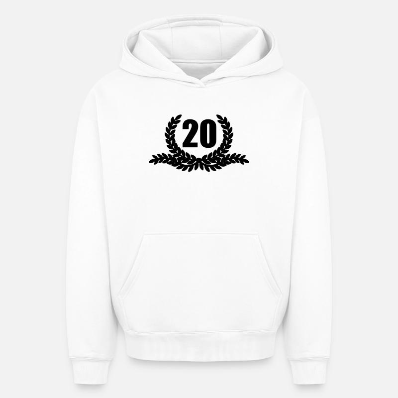 Couronne de laurier 20 ANS - Sweat à capuche unisexe oversize épais SPREAD - blanc