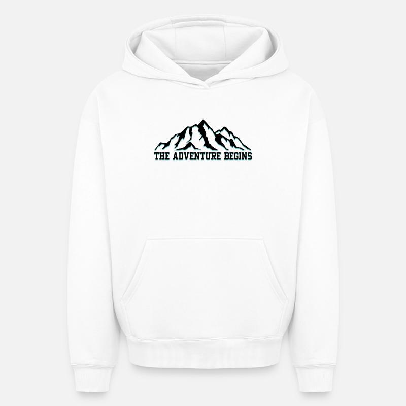 L’aventure commence - Sweat à capuche unisexe oversize épais SPREAD - blanc