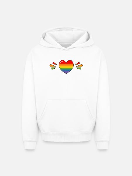Rainbow Sparkling heart - Oversized Heavyweight Unisex Hoodie - white