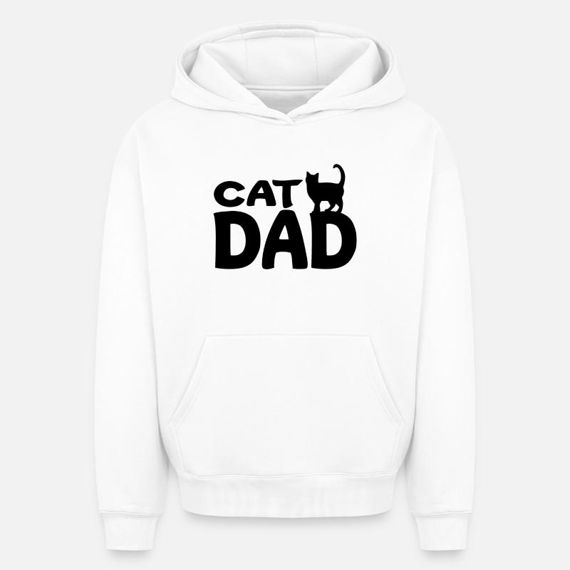 Cat Dad - Sweat à capuche unisexe oversize épais SPREAD - blanc