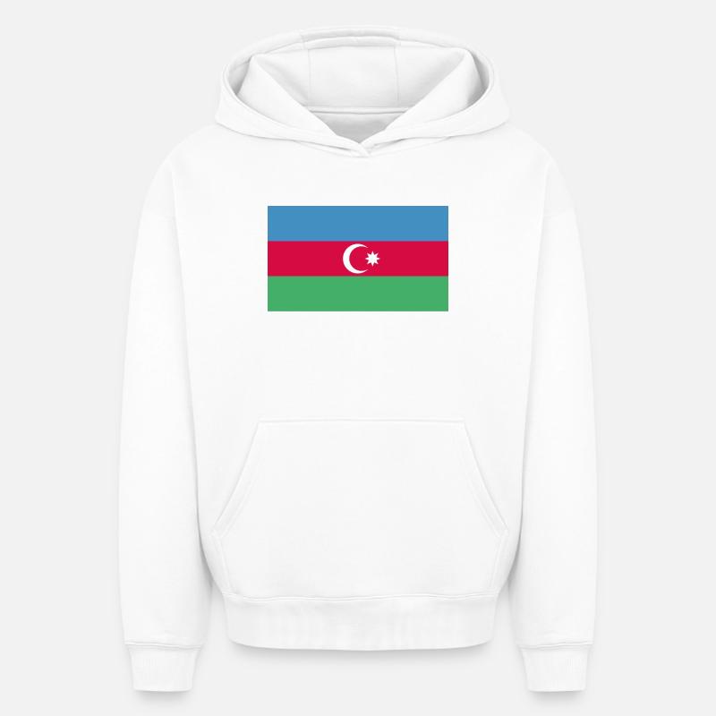 Drapeau de l’Azerbaïdjan Bayrak - Sweat à capuche unisexe oversize épais SPREAD - blanc