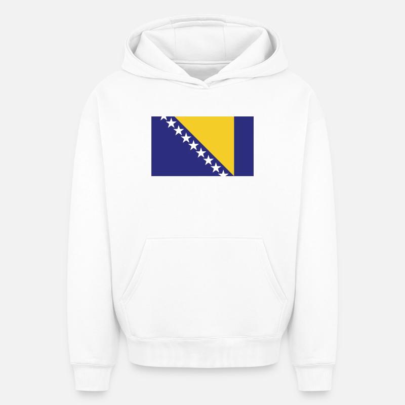 Drapeau H de Bosnie - Sweat à capuche unisexe oversize épais SPREAD - blanc