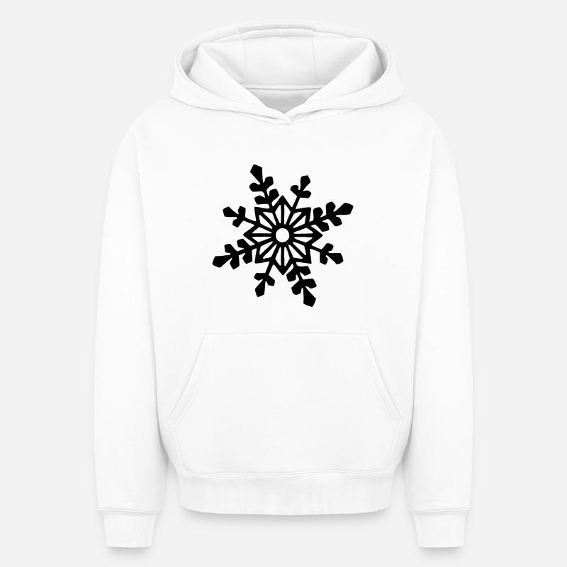 Flocon de neige noir - Sweat à capuche unisexe oversize épais SPREAD - blanc