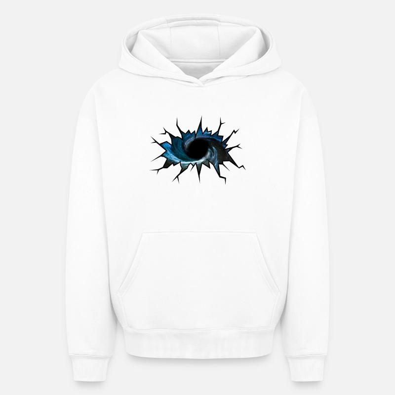 Trou noir - Sweat à capuche unisexe oversize épais SPREAD - blanc