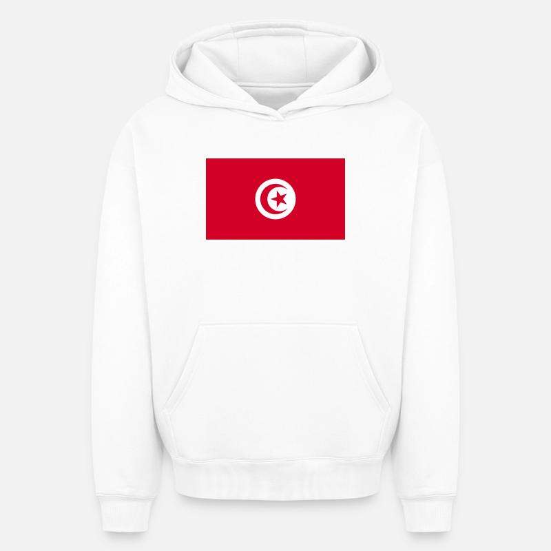 Drapeau national tunisien - Sweat à capuche unisexe oversize épais SPREAD - blanc