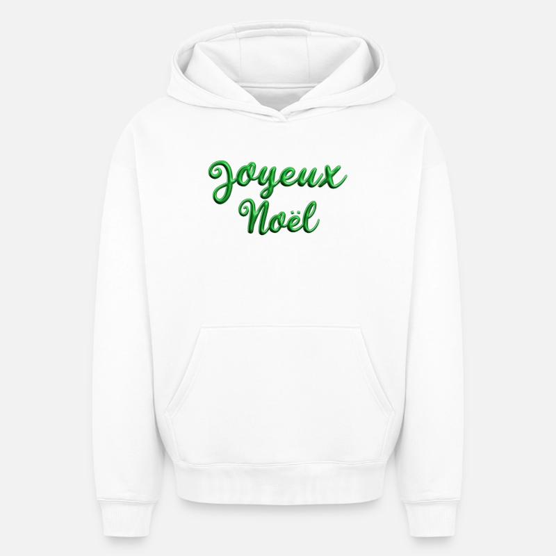 Joyeux Noël Vert Sapin - Sweat à capuche unisexe oversize épais SPREAD - blanc
