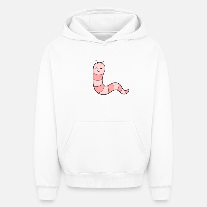 Ver de terre - Sweat à capuche unisexe oversize épais SPREAD - blanc