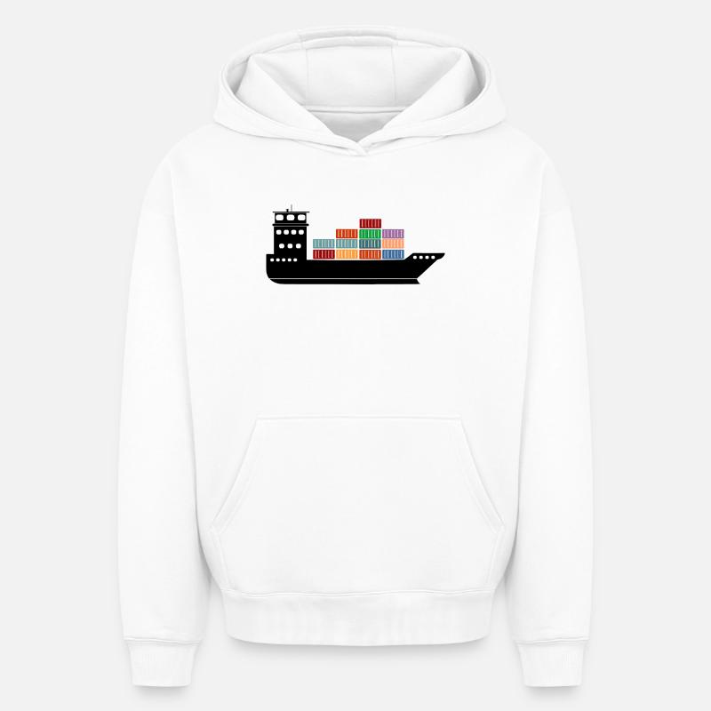 Seecontainerschiff oder Boot mit Containern - Oversized Heavyweight Unisex Hoodie - Weiß