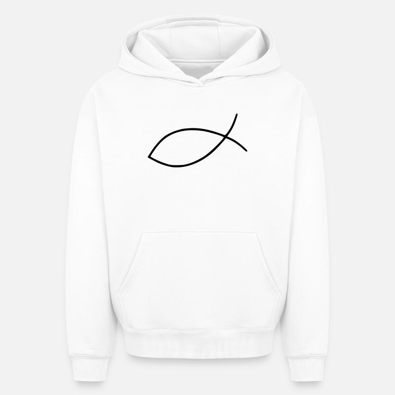 Poisson - Sweat à capuche unisexe oversize épais SPREAD - blanc