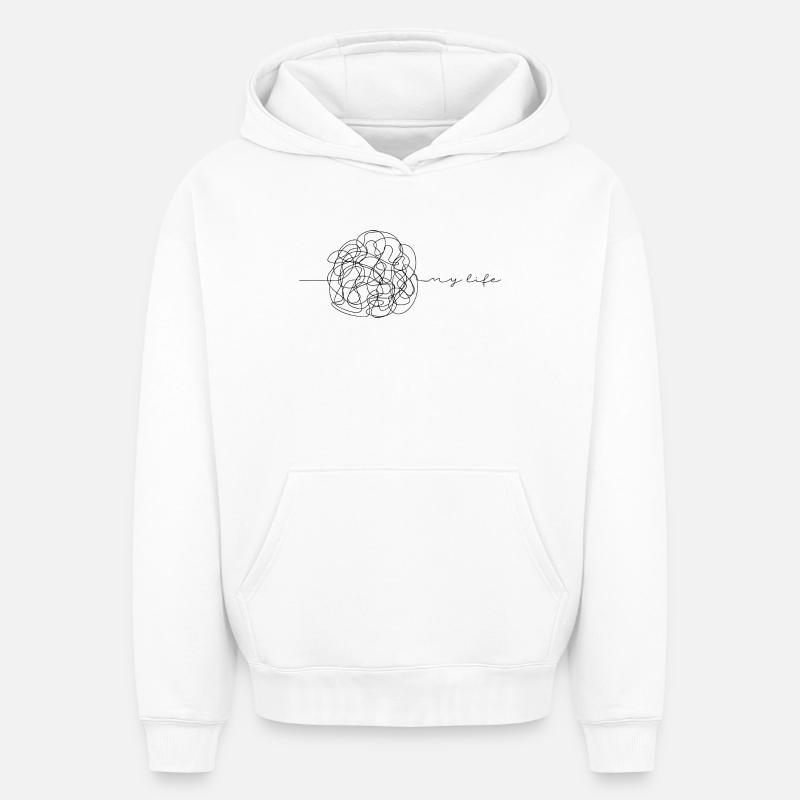 Ma vie - Sweat à capuche unisexe oversize épais SPREAD - blanc