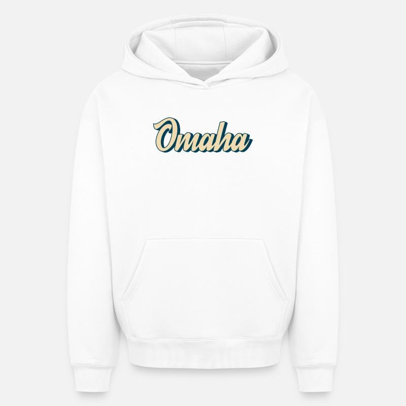 Omaha Script Rétro - Sweat à capuche unisexe oversize épais SPREAD - blanc