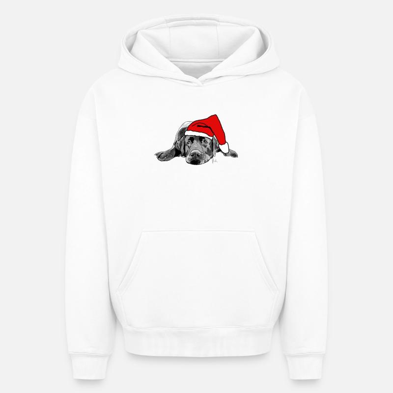 Noël Labrador - Sweat à capuche unisexe oversize épais SPREAD - blanc