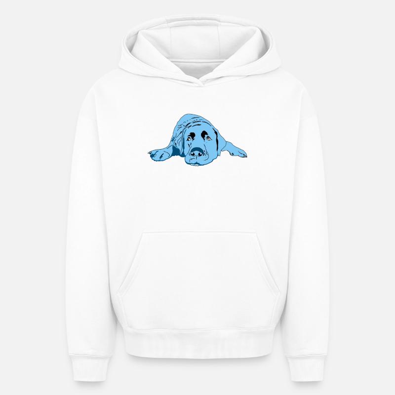 Labrador - Sweat à capuche unisexe oversize épais SPREAD - blanc