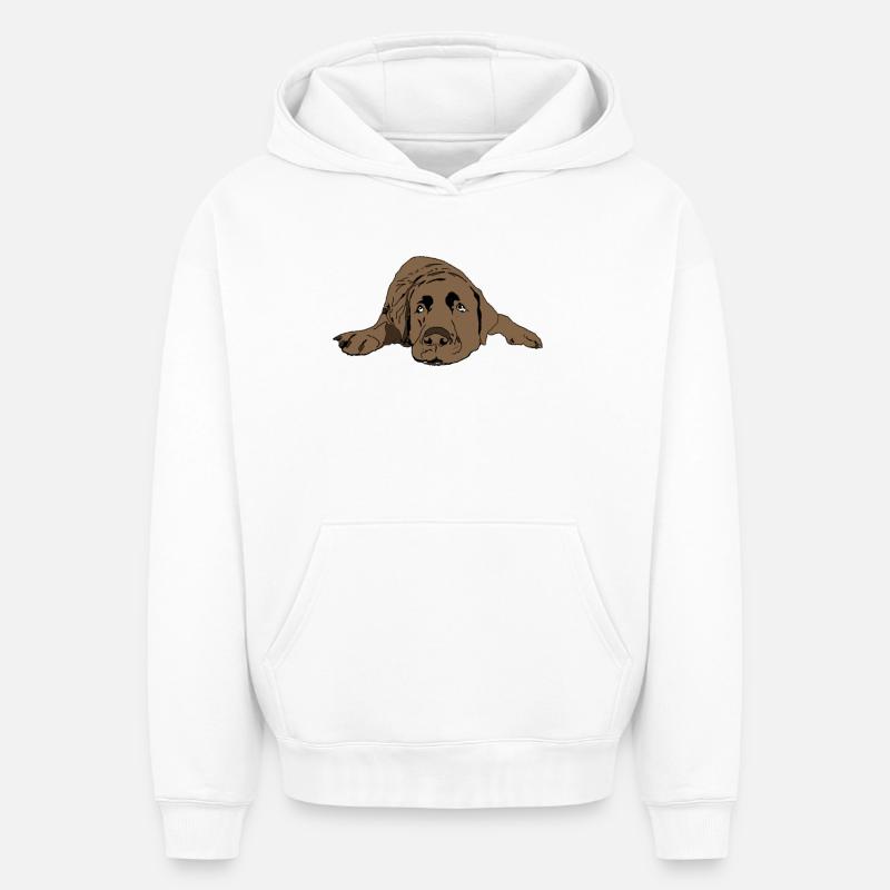 Labrador - Sweat à capuche unisexe oversize épais SPREAD - blanc