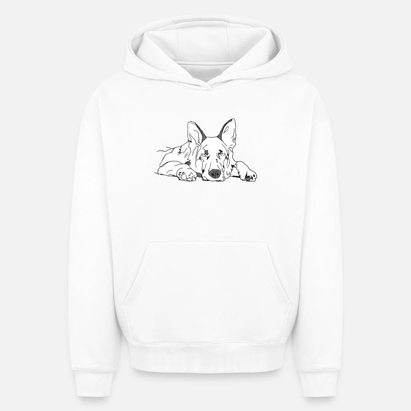 Chien de berger - Sweat à capuche unisexe oversize épais SPREAD - blanc