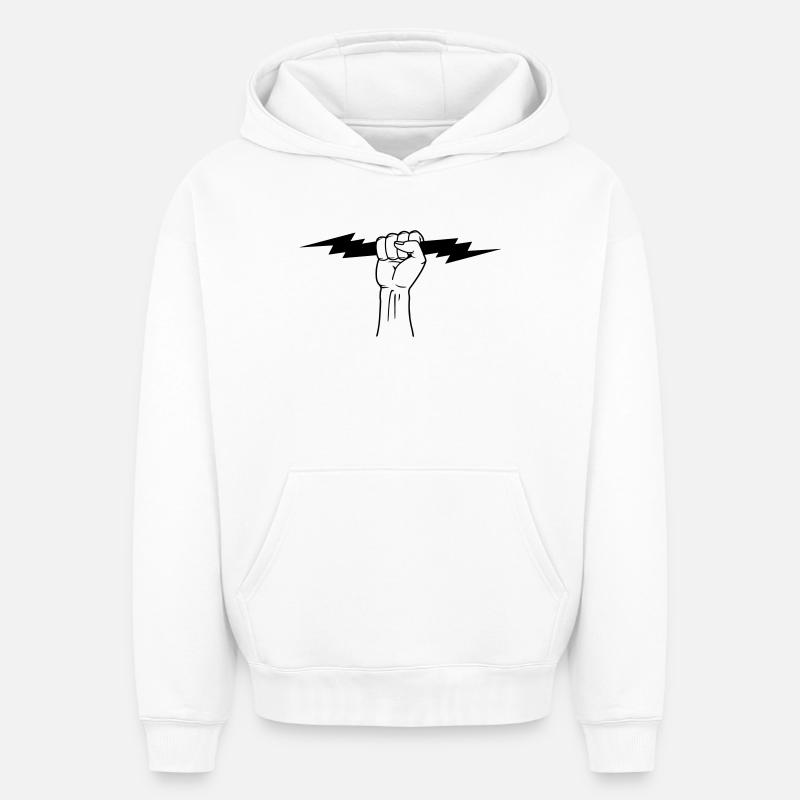 Blitz in der Faust - Oversized Heavyweight Unisex Hoodie - Weiß