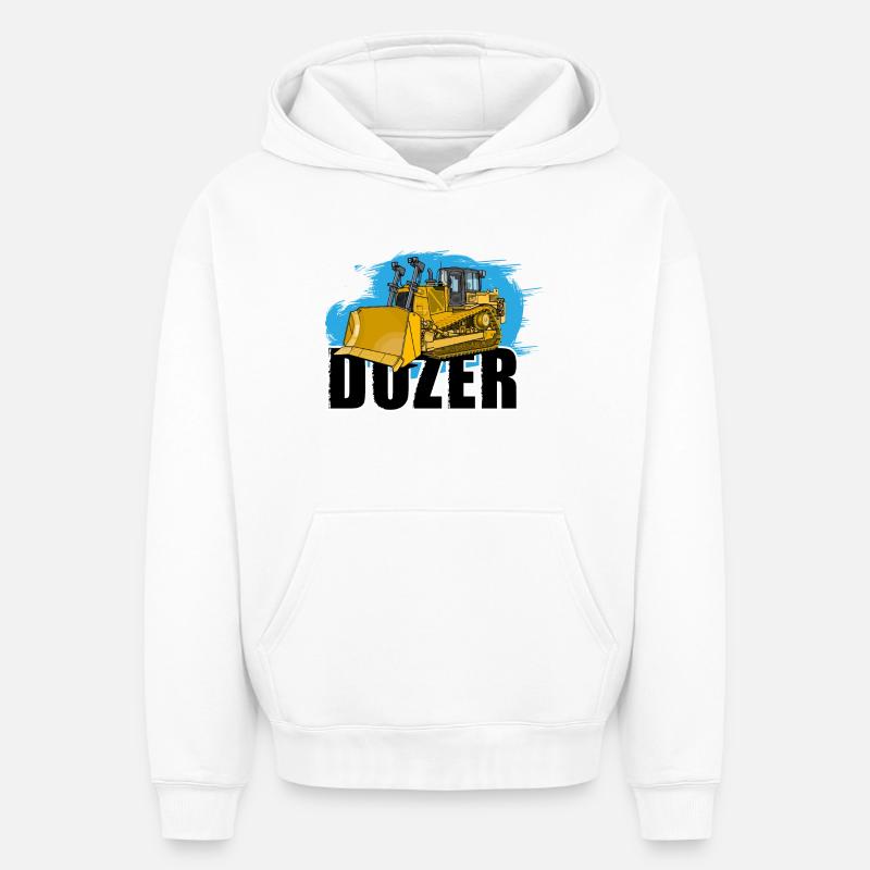 Bulldozer oder Planierraupe - Oversized Heavyweight Unisex Hoodie - Weiß