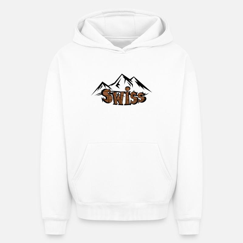 Swiss mountain chocolate - Sweat à capuche unisexe oversize épais SPREAD - blanc