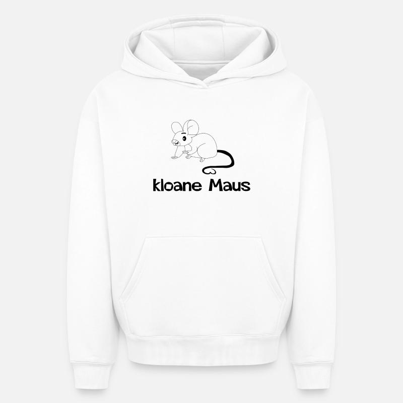 kloane Maus - petit, dialecte autrichien - Sweat à capuche unisexe oversize épais SPREAD - blanc