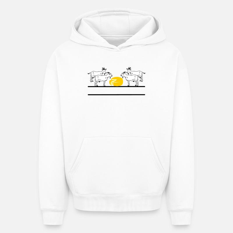 Quatre chèvres - Sweat à capuche unisexe oversize épais SPREAD - blanc