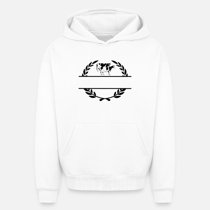 Monogramme de vaches laitières - Sweat à capuche unisexe oversize épais SPREAD - blanc