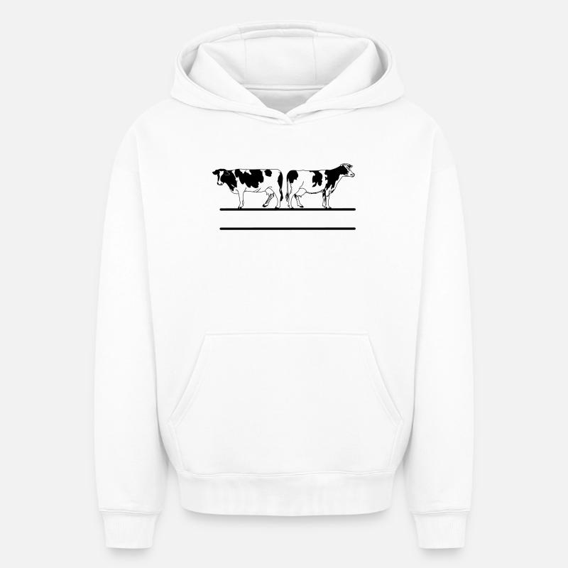 Monogramme de vache transparent - Sweat à capuche unisexe oversize épais SPREAD - blanc