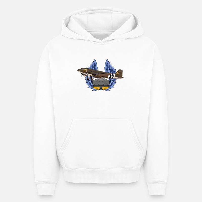 C-47 DC-3 - Sweat à capuche unisexe oversize épais SPREAD - blanc