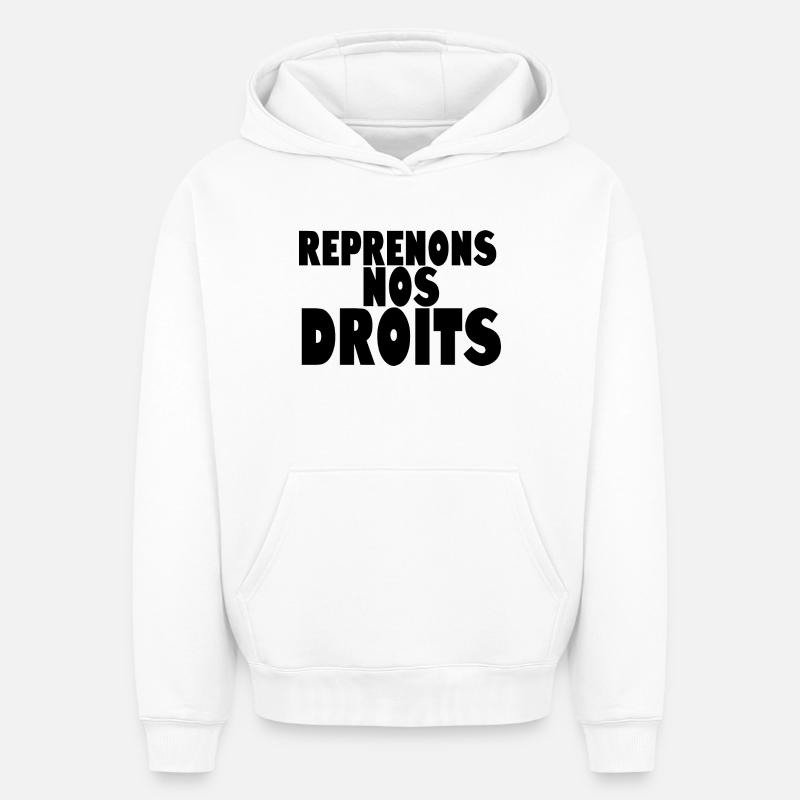 Reprenons nos doits manif - Sweat à capuche unisexe oversize épais SPREAD - blanc